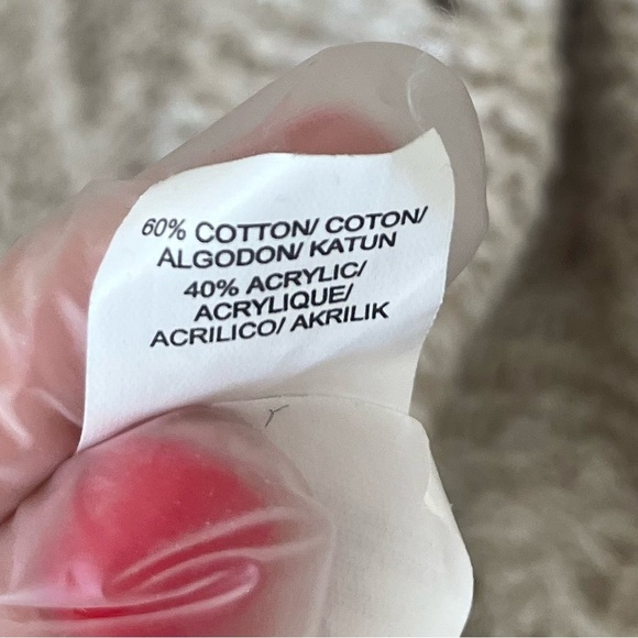 LUCKY BRAND Cream Open-Front crotchet knit Sweater bohemian neutral XL - Picture 5 of 9